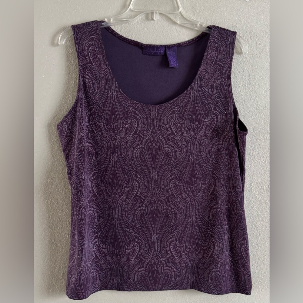 Metaphor Women’s Purple Paisley Tank Top Size Large Blouse Sleeveless